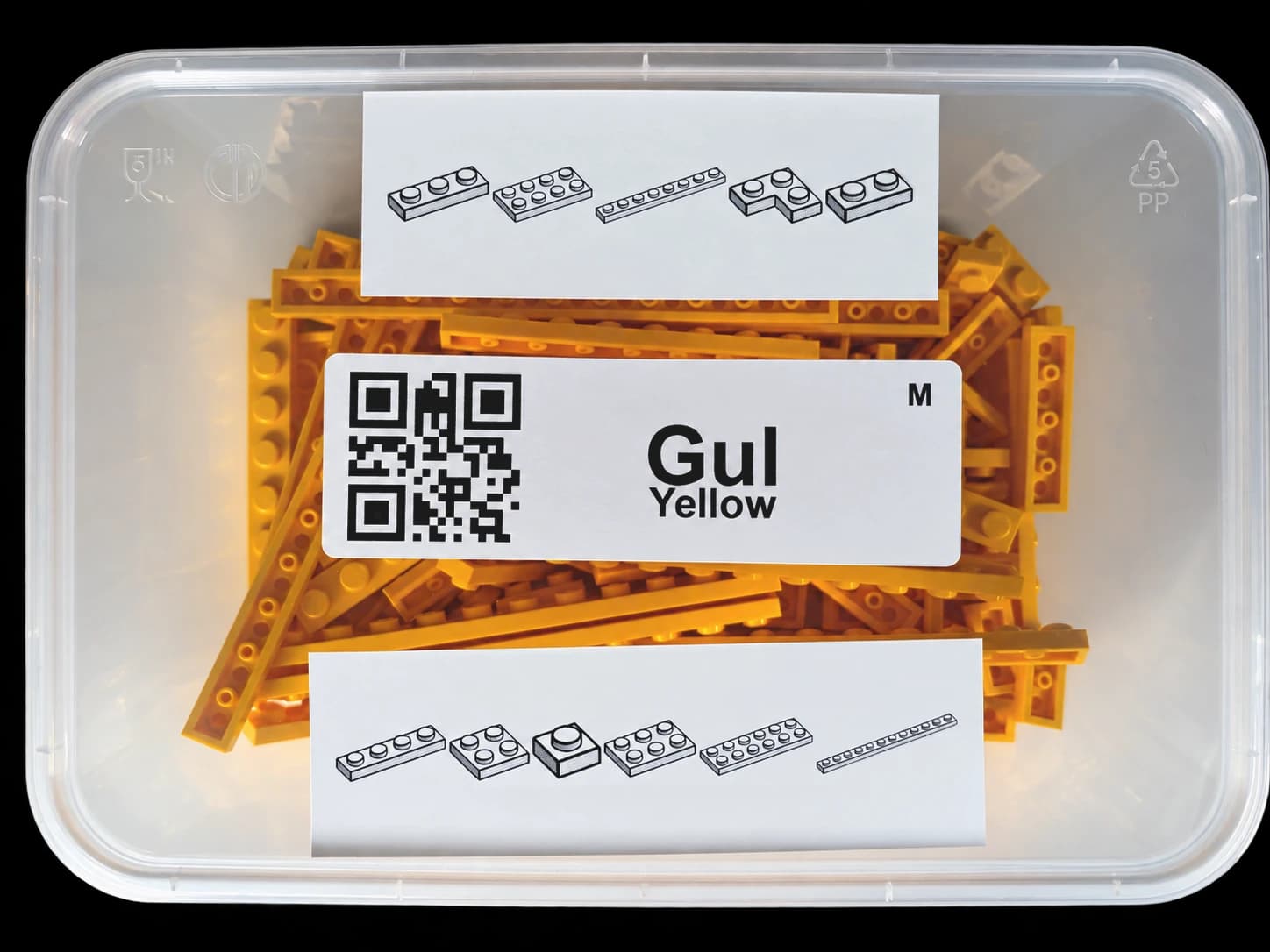 Container with yellow LEGO plates